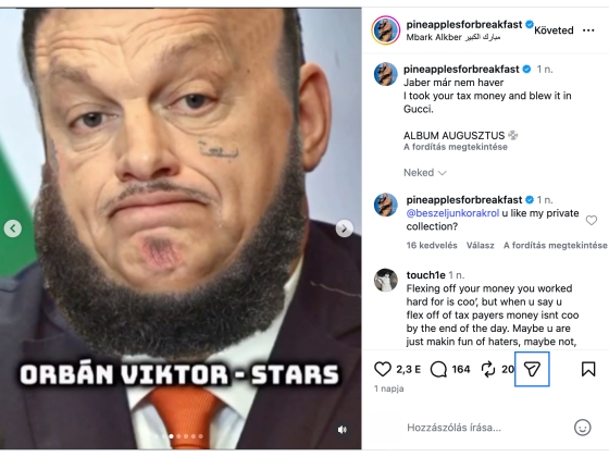 „Jaber már nem haver” –  adófizetői pénzek Guccira váltásával poénkodik az Orbán-span rapper