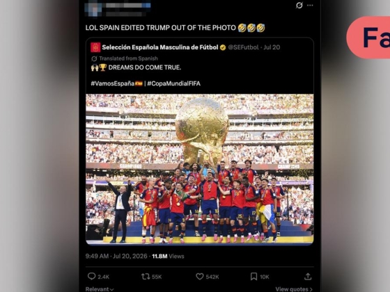 Tények ellenőrzése: Trumpot nem szerkesztették ki a spanyol világbajnokságról készült fotóról