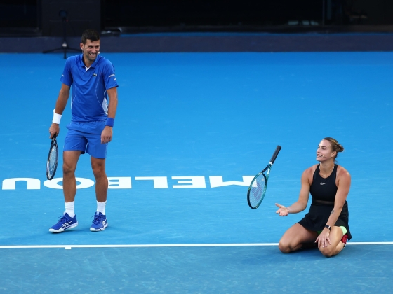 Novak Djokovic, Aryna Sabalenka, az Egyesült Államok nyílt vegyespáros bajnokságának főcíme