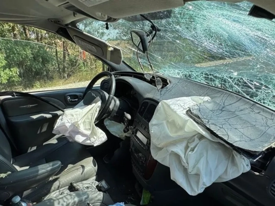 Közutasokba hajtott egy autó a 42-es főúton - videó