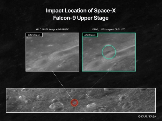 A dél-koreai űrügynökség megosztja a Holdról készült képeket a SpaceX rakétatörmelék lezuhanása után