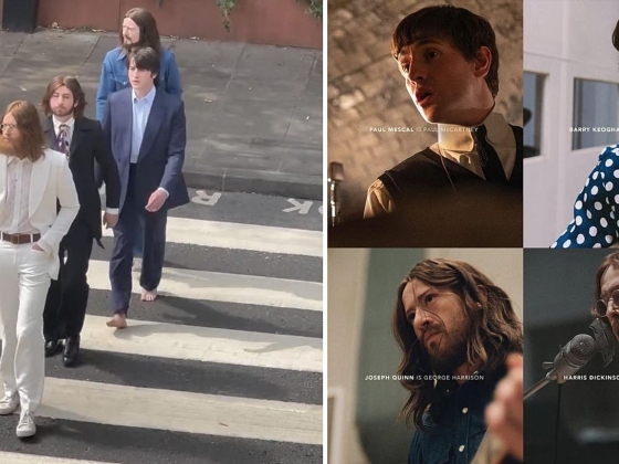 Tekintse meg a vírusos felvételeket a Beatles életrajzi szereplőiről, akik újjáteremtik az ikonikus „Abbey Road” albumborítót