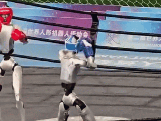 Saját rúgásával ütötte ki magát a robot, ellenfele tökéletes győzelmi táncot járt