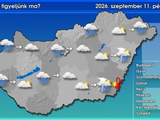 Kiadós esőre számíthatunk pénteken, de keleten süthet a nap