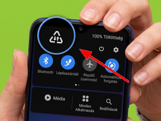 Mit jelent a telefonja képernyőjének tetején megjelenő, nyilakat magába záró háromszög ikon?