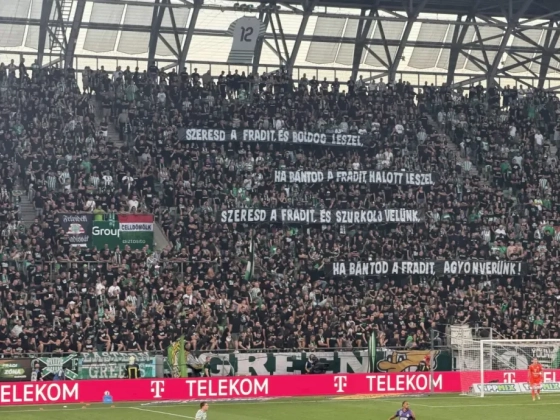 Pénzbüntetést kapott a Fradi a szurkolóik fenyegető molinója miatt